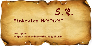 Sinkovics Máté névjegykártya